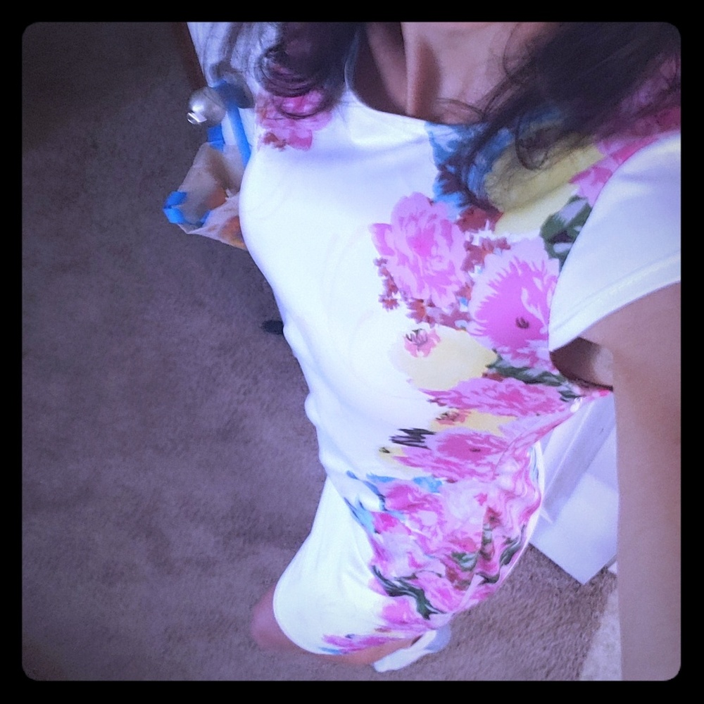 Floral print florida dress white bodycon size med